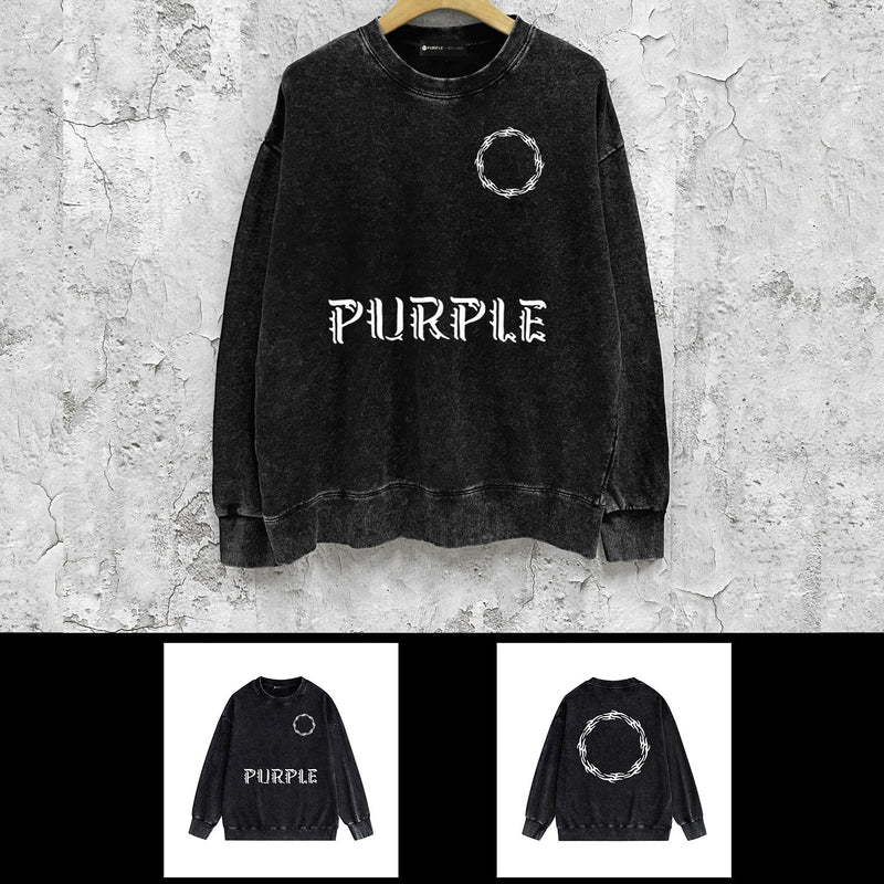 Purple Brand Distressed Sweatshirt Retro Vintage Crew Neck Sweater