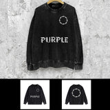Purple Brand Distressed Sweatshirt Retro Vintage Crew Neck Sweater