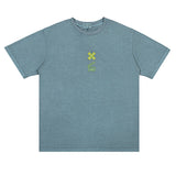 C.e t shirts embroiderletter washed batik round neck pullover short sleeve men and women