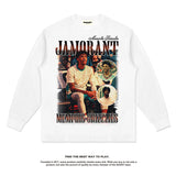Nba Long Sleeve Shirt Washed Distressed Long Sleeve T-shirt Vintage Cotton round Neck