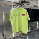 Off White T Shirts OW Ripped Foam Arrow Crew Neck Pullover Short Sleeves
