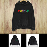 Purple Brand Distressed Hoodie Fashion Old Loose Hooded Sweater