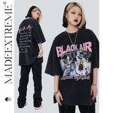 Y2g Shirts for Boys Vintage Washed Black Pink Summer Short Sleeve T-shirt for Men and Women