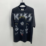 Men Vintage T-Shirts vintage European Tour Kiss Rock Band Short Sleeves
