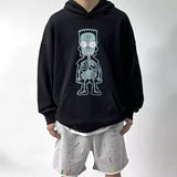 Men Vintage T-Shirts vintage Simpson print loose couple hooded