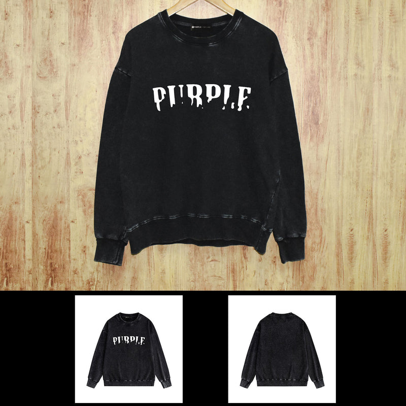 Purple Brand Distressed Sweatshirt Retro Vintage Crew Neck Sweater