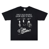 Rock Star T Shirt the Doobie Brothers Rock Band Washed Distressed T-shirt Short Sleeve Loose