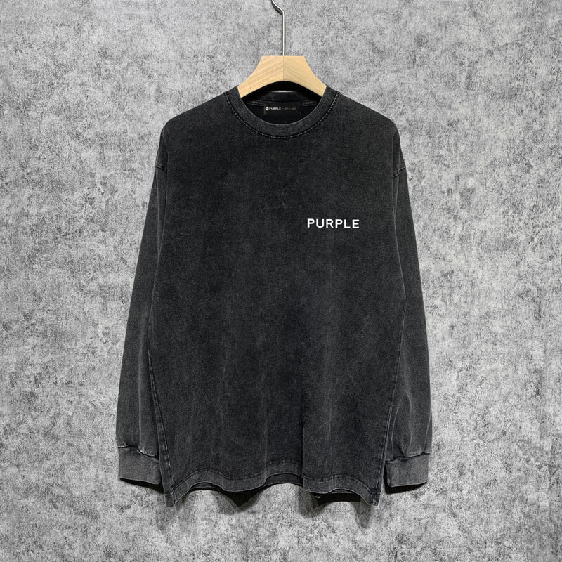 Purple Brand Distressed Long Sleeve Shirt Fashion Distressed Loose Long-sleeved Top