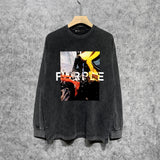 Purple Brand Distressed Long Sleeve Shirt Fashion Distressed Loose Long-sleeved Top