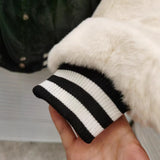 CHH Chrome Heart Coat Vintage embroidery black and white color matching loose lamb wool cotton jacket