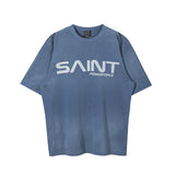 Mens Vintage T-Shirts vintage Washed Old Short Sleeves Loose Crew Neck