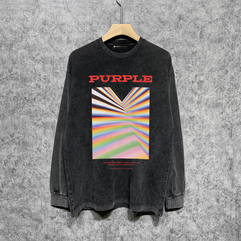 Purple Brand Distressed Long Sleeve Shirt Fashion Distressed Loose Long-sleeved Top