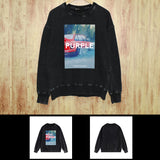 Purple Brand Distressed Sweatshirt Fashion Washed Black Long Sleeves Top