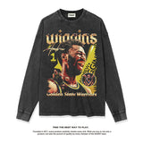 Nba Long Sleeve Shirt Basketball Jersey Long Sleeve T-shirt Loose Washed-out Distressed