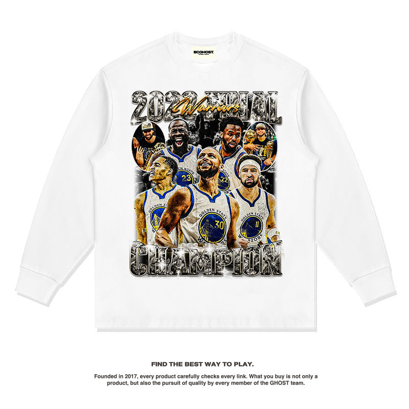 Nba Long Sleeve Shirt Autumn and Winter Long Sleeve T-shirt Retro Cotton Fashion Brand