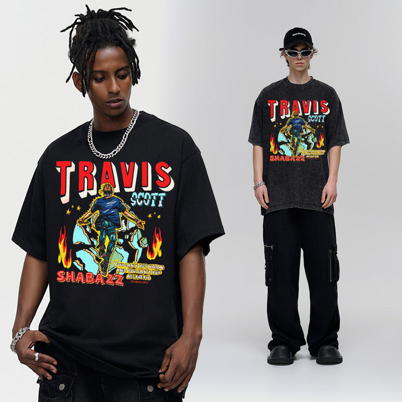 Vintage T-shirts BREAKSILENCE Washed and old printed short-sleeved T-shirts