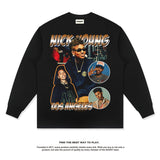 Nba Long Sleeve Shirt Autumn and Winter Nick Yang Washed Long Sleeve T-shirt Cotton Men and Women Loose
