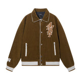 Amiri Jacket AMI Corduroy Embroidered Lapel Baseball Uniform for Men and Women