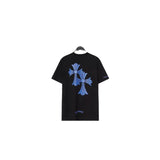 CHH Chrome Heart T Shirts Blue Cross Loose Crew Neck Short Sleeve