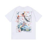 Off White T Shirts OW Angel Car Pattern Crew Neck Pullover Short Sleeves