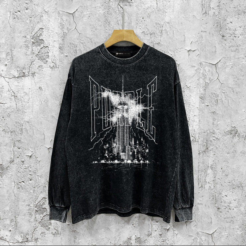 Purple Brand Distressed Long Sleeve Shirt Fashion Distressed Loose Long-sleeved Top