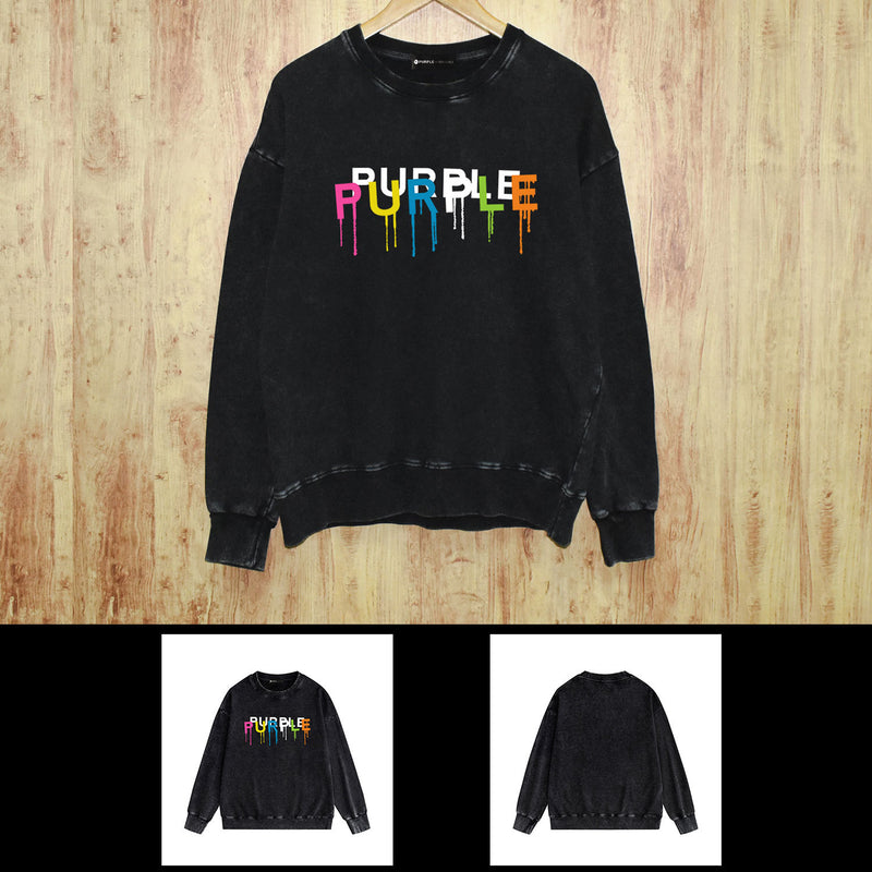 Purple Brand Distressed Sweatshirt Retro Vintage Crew Neck Sweater