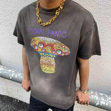 Mens Vintage T-Shirts SAINT MICHAEL CHO Murakami Takashi Mushroom Eye Print Old Wash