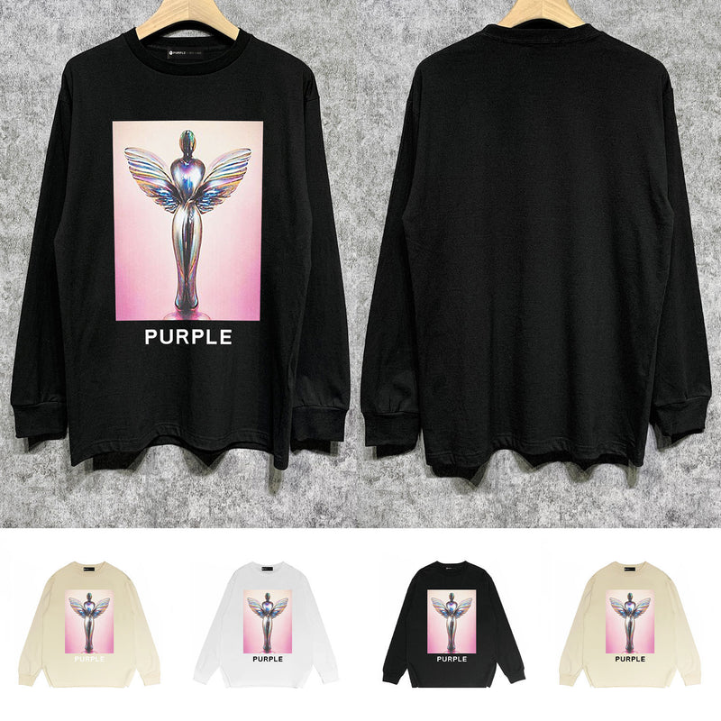 Purple Brand Long Sleeve T-Shirt Fashion Loose Long Sleeve Top