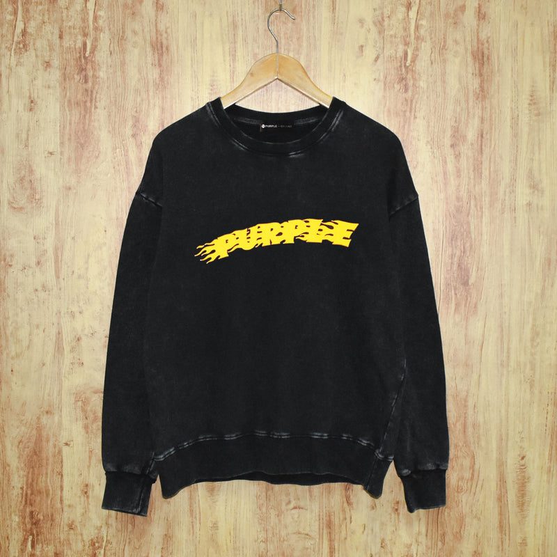 Purple Brand Distressed Sweatshirt Retro Vintage Crew Neck Sweater