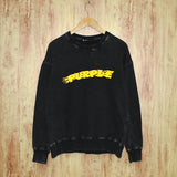 Purple Brand Distressed Sweatshirt Retro Vintage Crew Neck Sweater