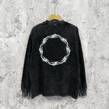 Purple Brand Distressed Long Sleeve Shirt Fashion Distressed Loose Long-sleeved Top