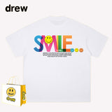 Drew T Shirts Smiley Face Letter Print Short-Sleeve