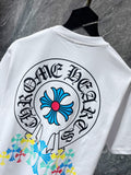 CHH Chrome Hearts T Shirts Classic Big Horseshoe Colored Cross Sanskrit Short Sleeve