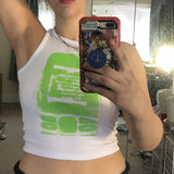 Vintage Y2g Shirts Women's round Neck Sleeveless Printed Women's T-shirt