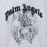 Palm Angels T Shirts Smoke Skull Angel Print Short Sleeve T-Shirt