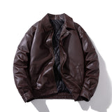 Mens Vintage Jackets Vintage PU Leather Jacket Padded Pilot Bike Leather Jacket