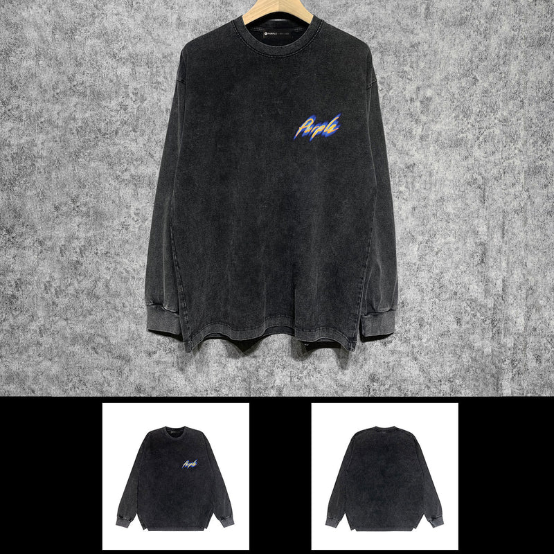 Purple Brand Distressed Long Sleeve Shirt Fashion Distressed Loose Long-sleeved Top