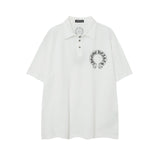 CHH Chrome Heart T Shirts Sanskrit horseshoe print polo shirt short sleeve