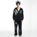 Mens Vintage T-Shirts SSSAINT LOUIS Printed wash water make old hooded jacket
