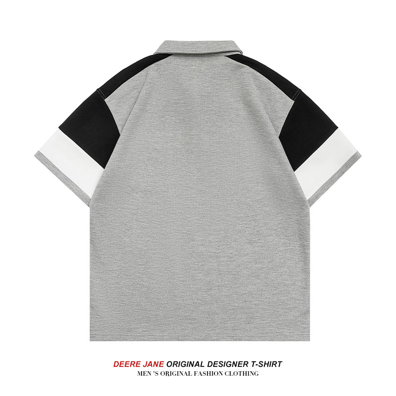 Men T-Shirts Short Sleeve T-shirt Men's Polo Shirt Summer Loose Casual Patchwork