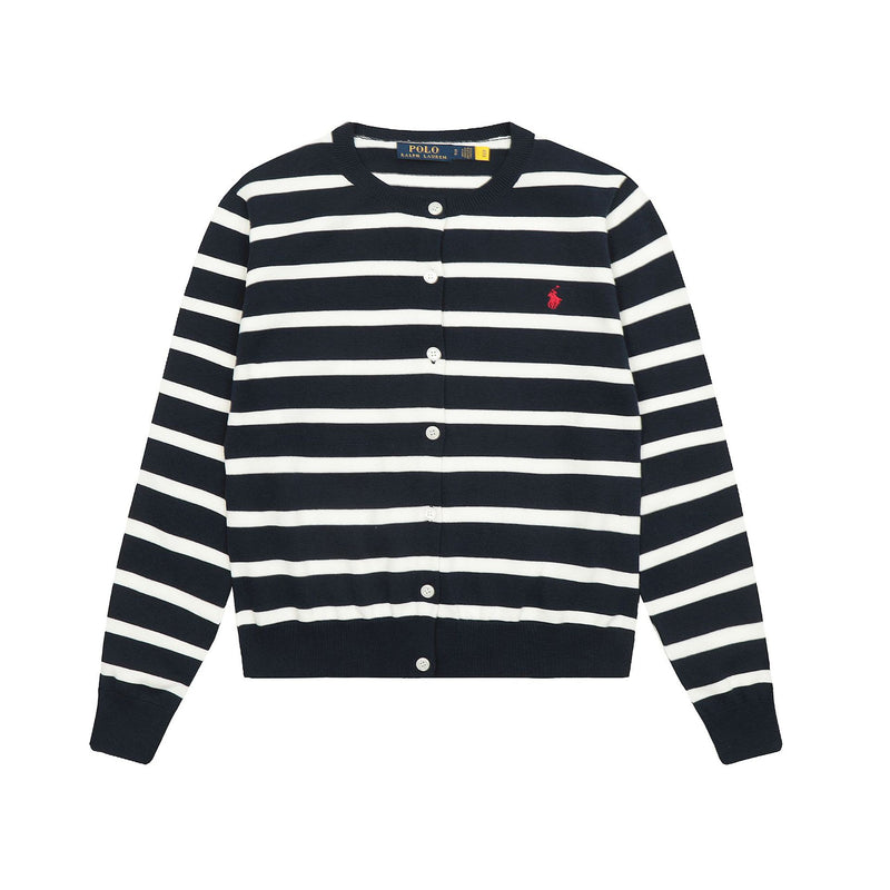 Ralph Lauren Knitted sweaters RL striped crew neck embroidered logo knitted cardigan long sleeves