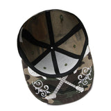 Trendy flat brimmed hat embroider camouflage skull hip