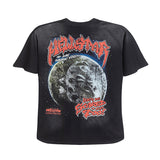 Men Vintage T-Shirts Wolf Head Full Moon Print Short Sleeve