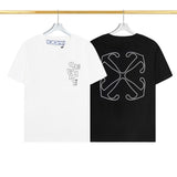 Off White T Shirts OW Mechanical Letter Pattern Crew Neck Pullover Short Sleeves