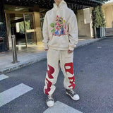 Men Vintage T-Shirts Vintage Anime Hooded Sweater Vintage Loose Casual Hoodie