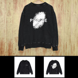 Purple Brand Distressed Sweatshirt Fashion Washed Black Long Sleeves Top