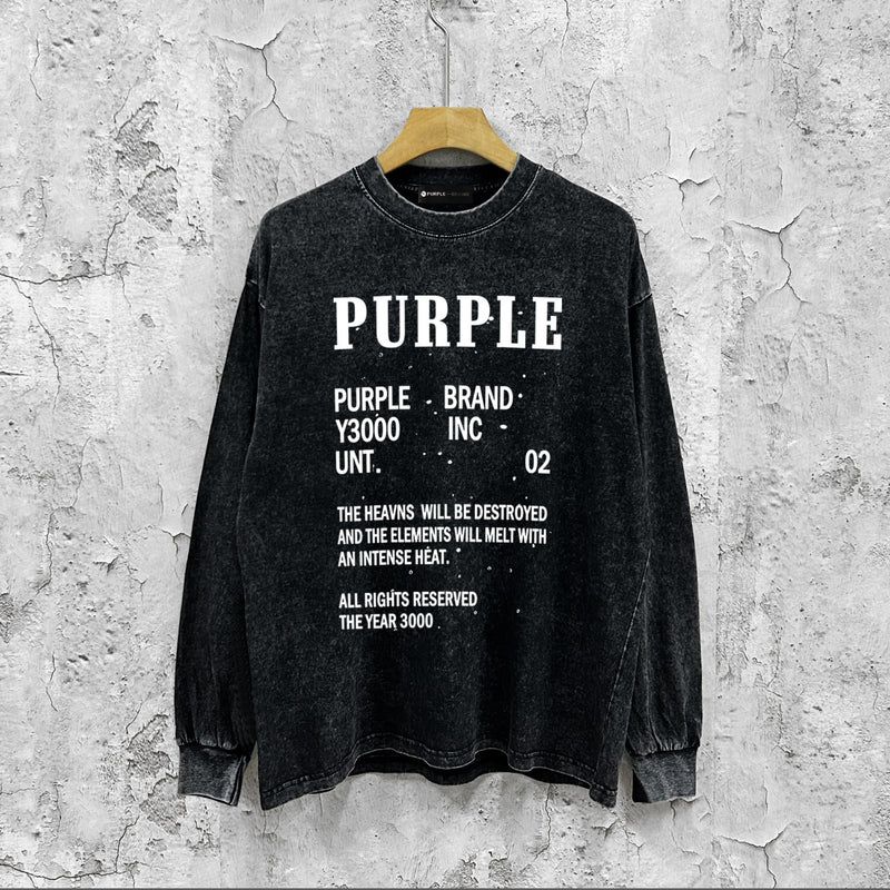Purple Brand Distressed Long Sleeve Shirt Fashion Distressed Loose Long-sleeved Top