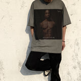 Mens Vintage T-Shirts vintage2PAC print wash water do old retro T-shirt