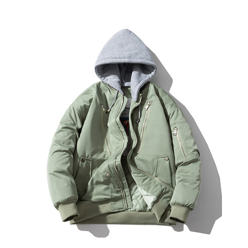 Mens Vintage Jackets Fall/Winter Air Force Pilot Jacket Hooded Baseball Uniform