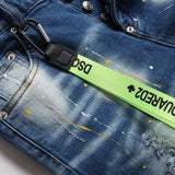 DSQ2 Short Jeans Ripped Patch Slim-fit Stretch Denim Shorts